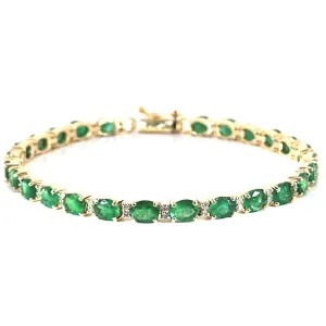 Emerald Diamond Tennis Bracelet 14k gold