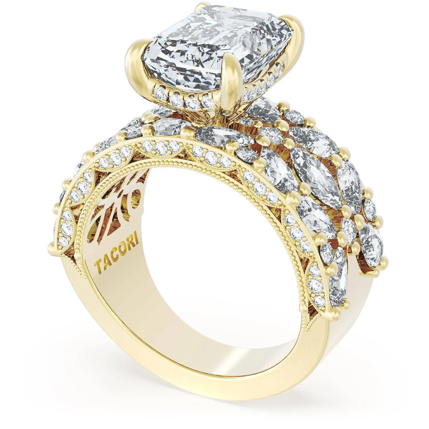 Emerald Solitaire Engagement Ring w/ Marquise & Pear Band