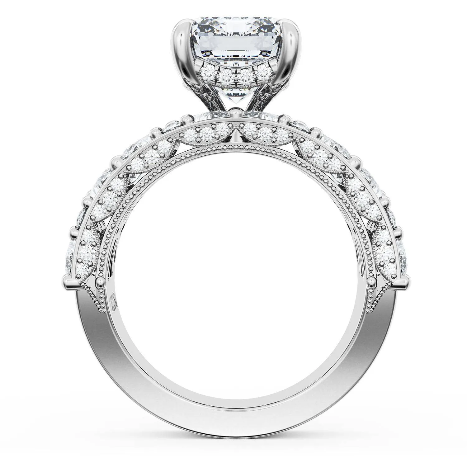 Emerald Solitaire Engagement Ring w/ Marquise & Pear Band
