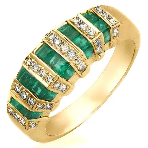 Emerald with Diamond Accents Ring, 18k Yellow Gold