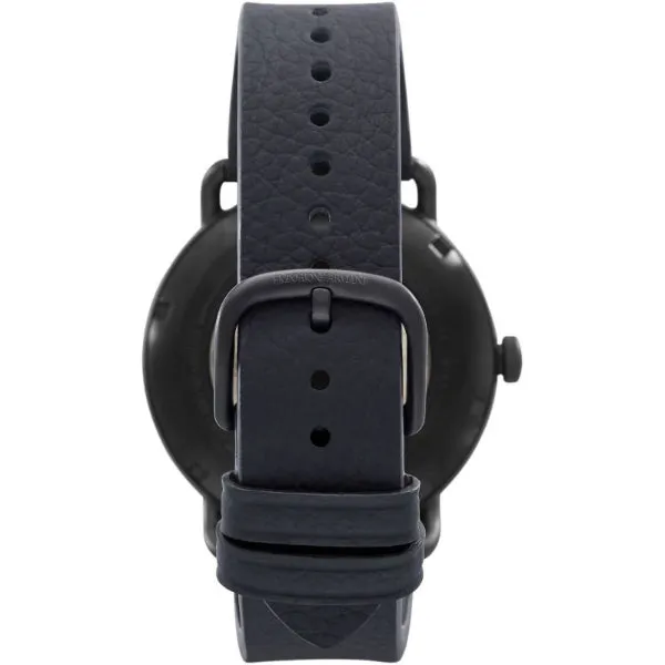 Emporio Armani Meccanico Black Leather Strap Black Dial Automatic Watch for Gents - AR60028