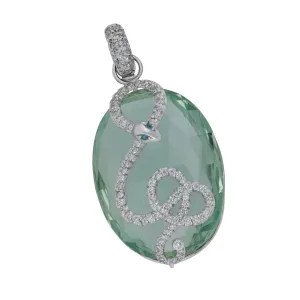 Erica Courtney Platinum Green Beryl Pendant (GREEN BERYL 53.80TW D=.63TW SNAKE PEND ENC)