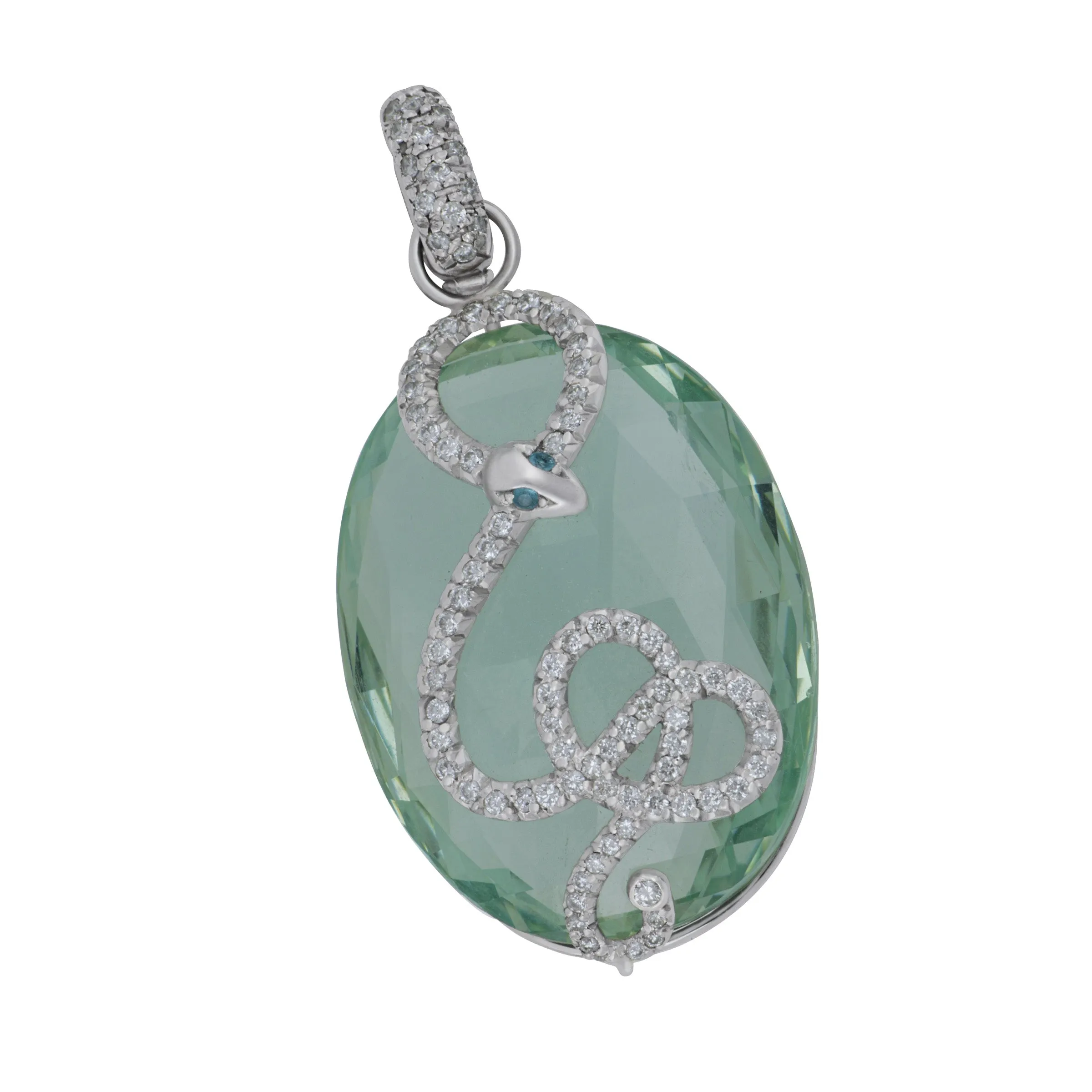 Erica Courtney Platinum Green Beryl Pendant (GREEN BERYL 53.80TW D=.63TW SNAKE PEND ENC)