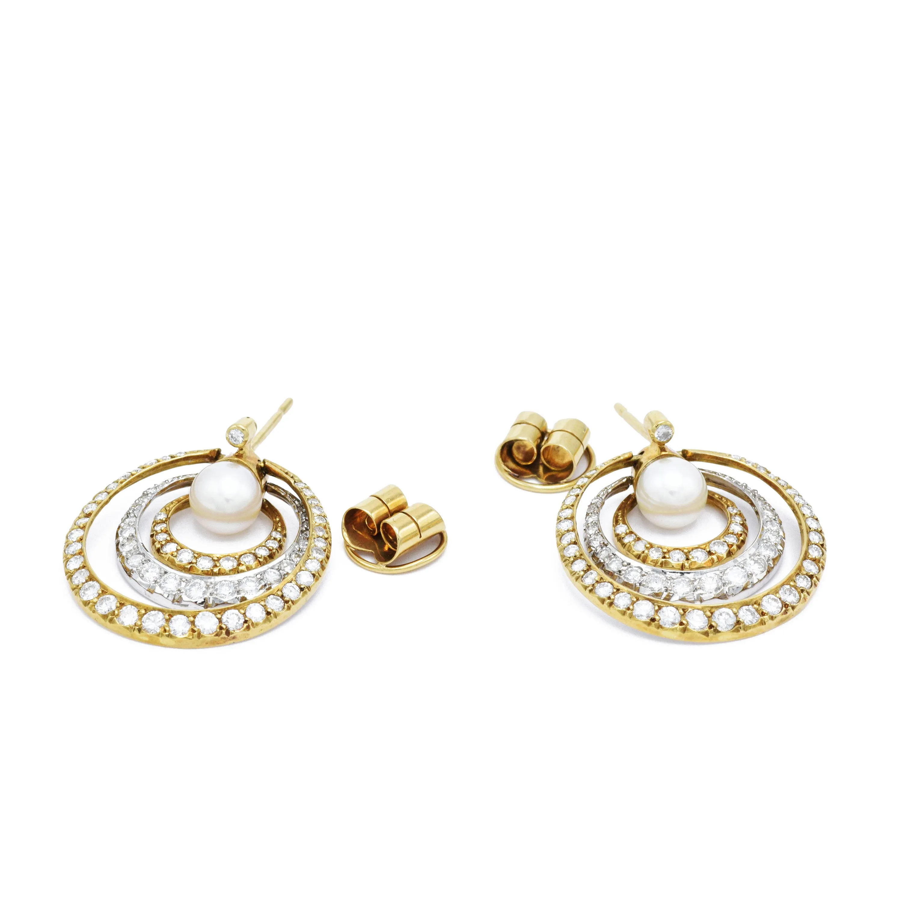 Estate Diamond And Pearl Earrings