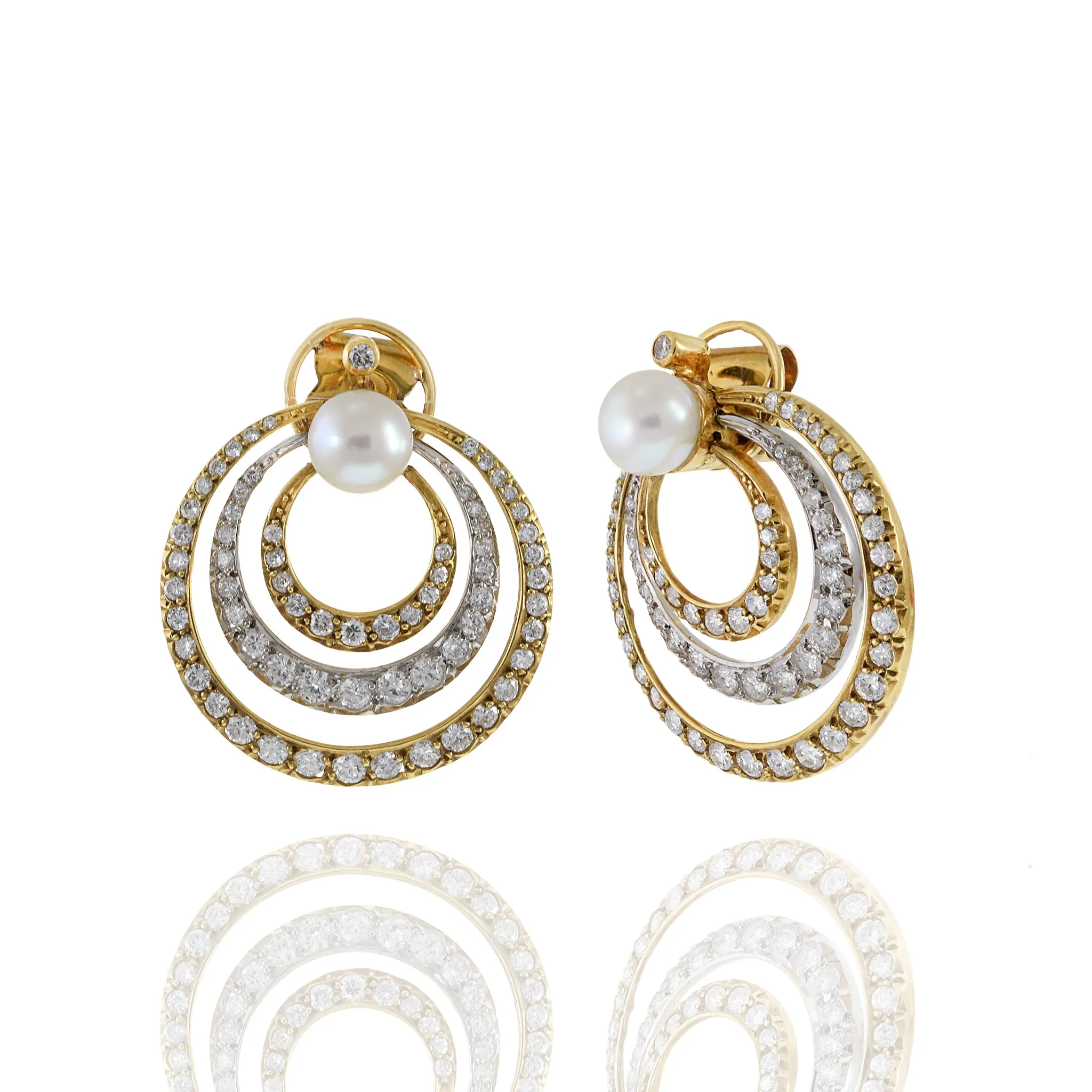 Estate Diamond And Pearl Earrings