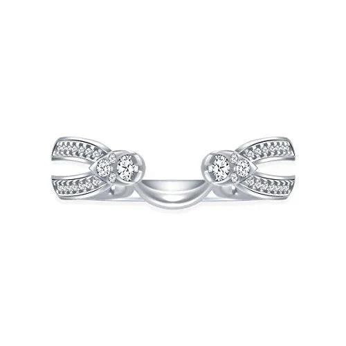 EternalDia 1/3 Cttw Solitaire Guard Ring Wrap Enhancer Wedding Band in 10Kt White Gold (IJ/I2-I3)