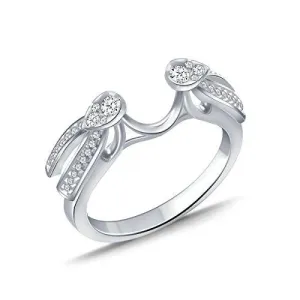 EternalDia 1/3 Cttw Solitaire Guard Ring Wrap Enhancer Wedding Band in 10Kt White Gold (IJ/I2-I3)