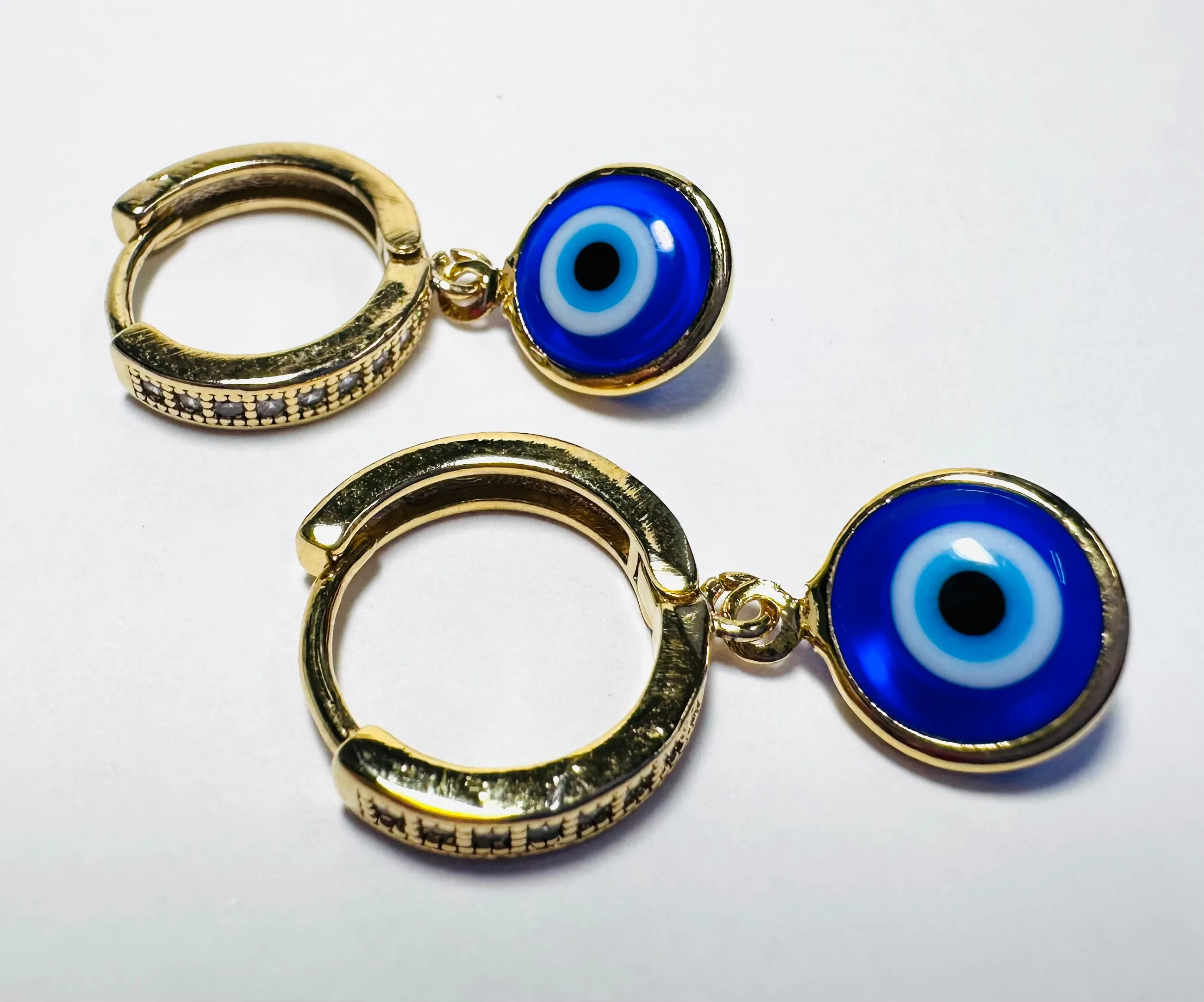 Evil Eye Protection Earrings/ Huggie Hoops