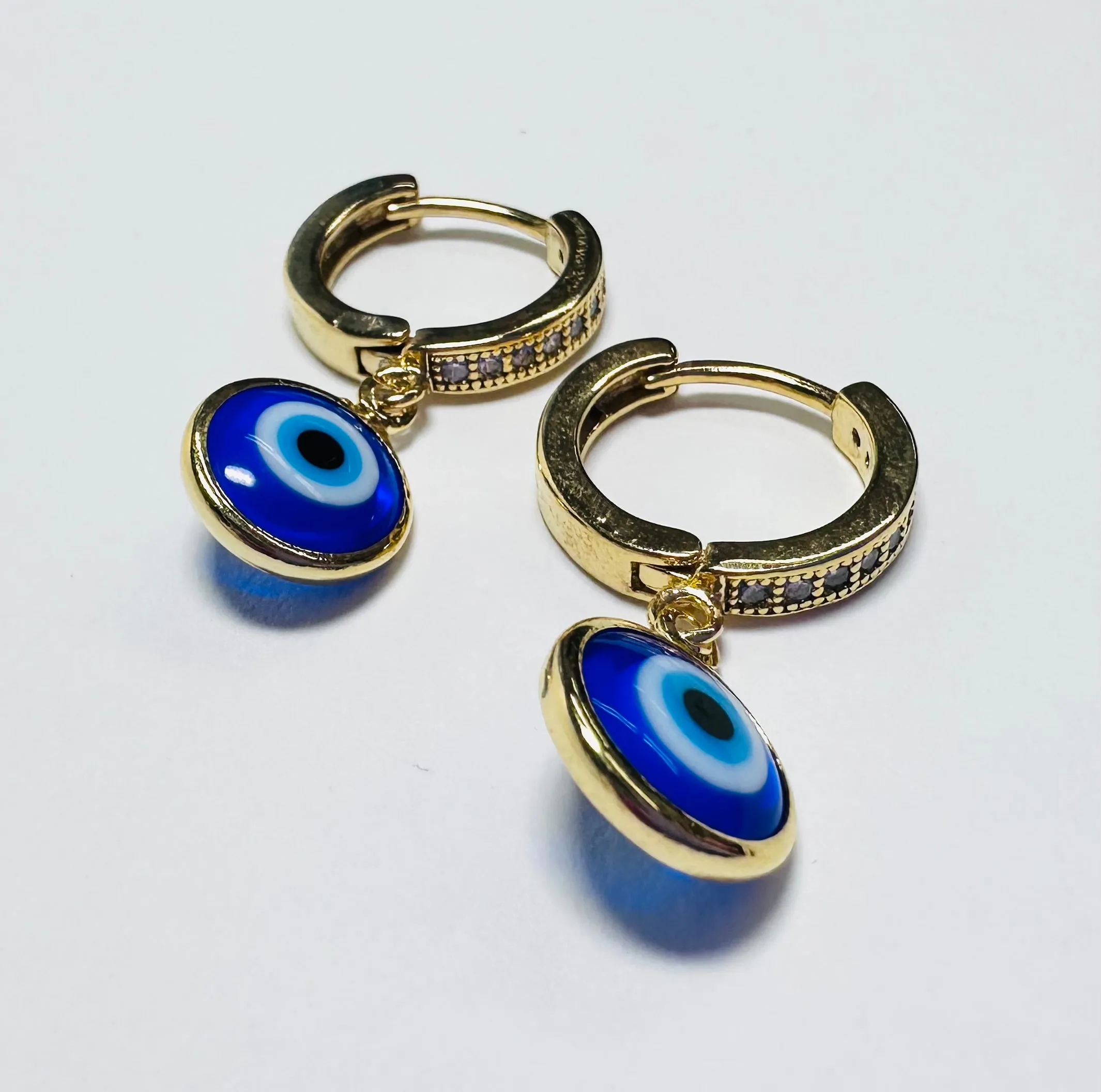 Evil Eye Protection Earrings/ Huggie Hoops