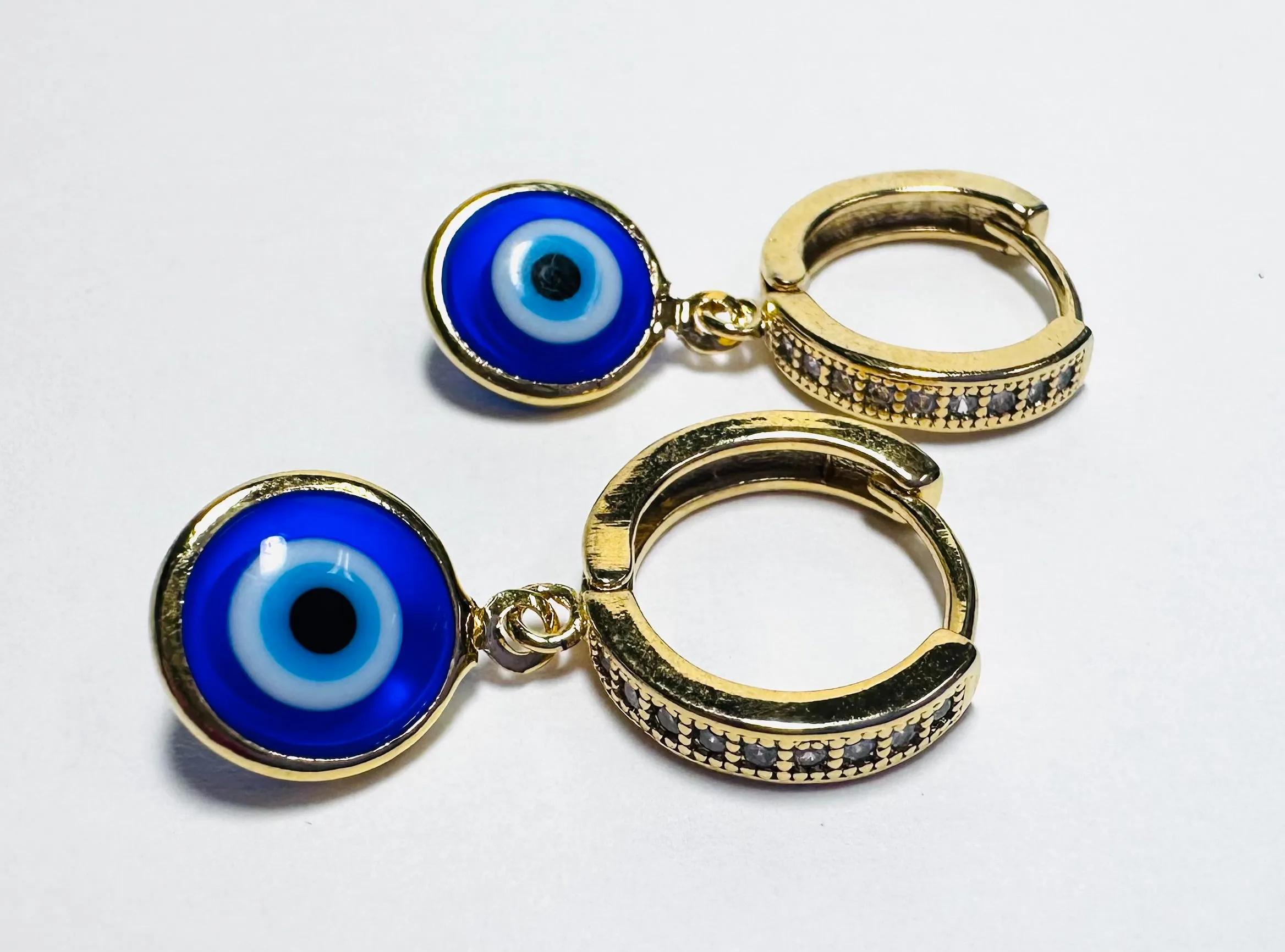 Evil Eye Protection Earrings/ Huggie Hoops