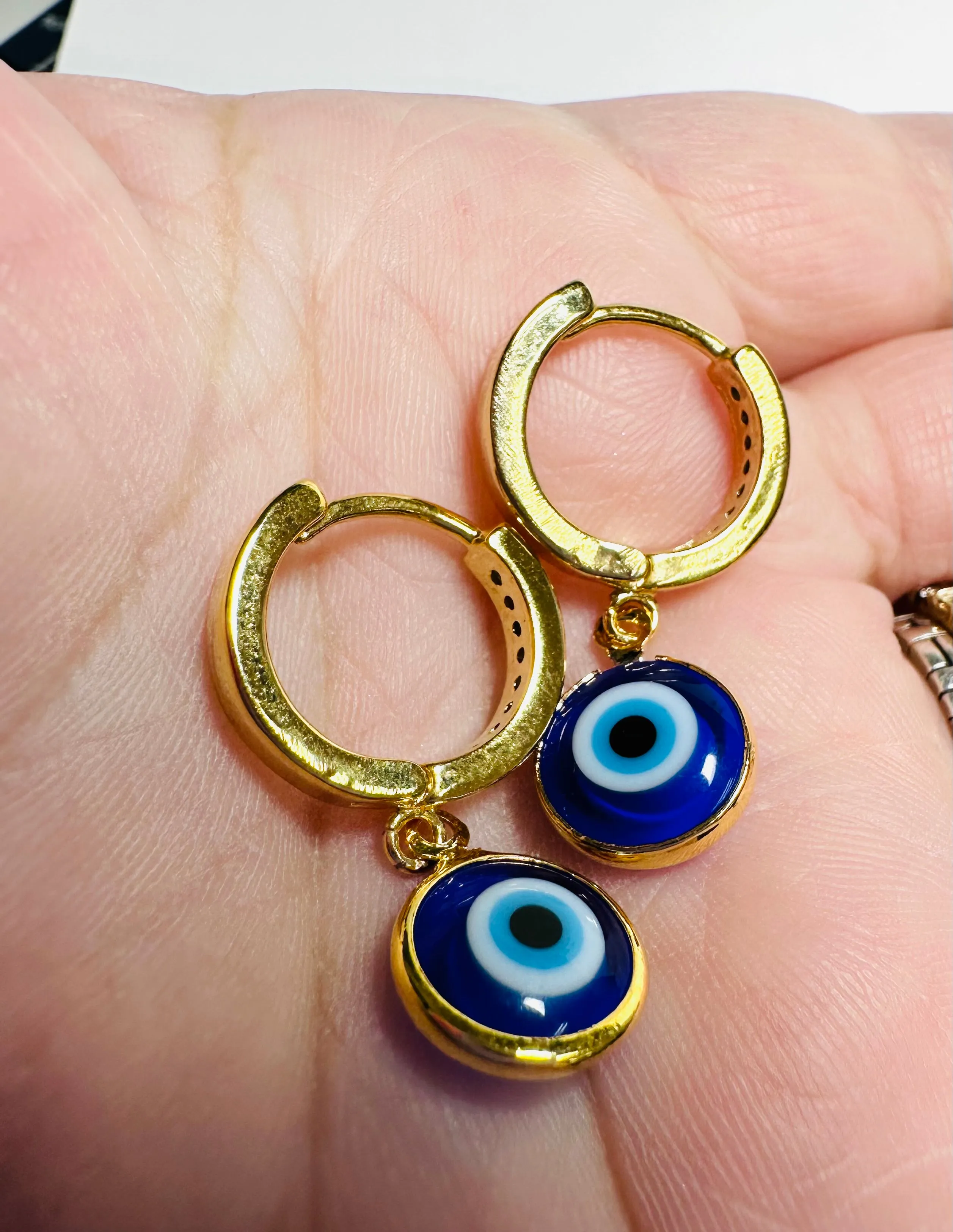 Evil Eye Protection Earrings/ Huggie Hoops