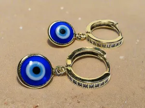 Evil Eye Protection Earrings/ Huggie Hoops