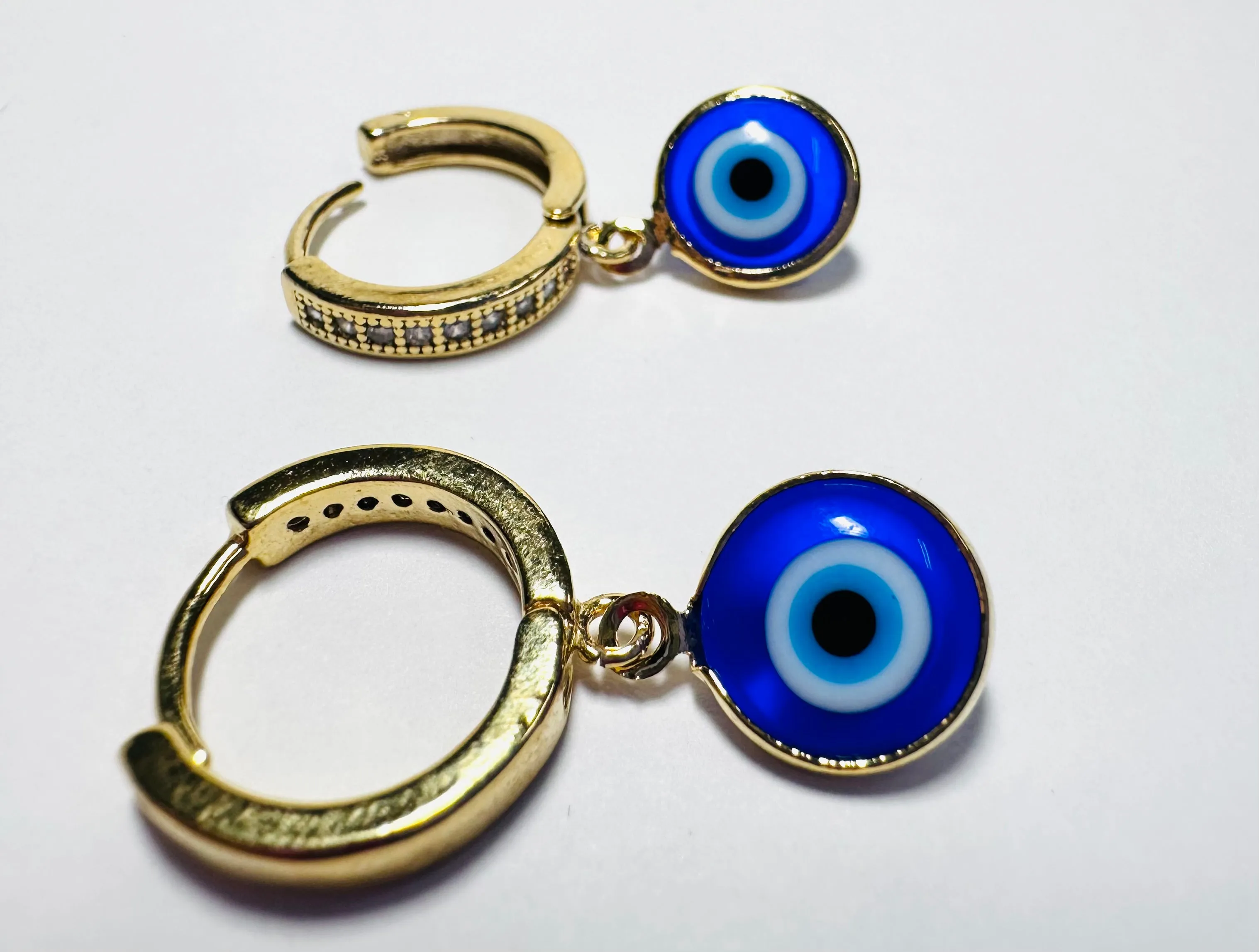 Evil Eye Protection Earrings/ Huggie Hoops