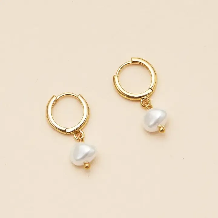 Faith & Pearl Gold Hoop Earrings
