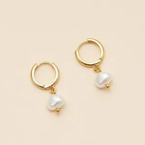 Faith & Pearl Gold Hoop Earrings