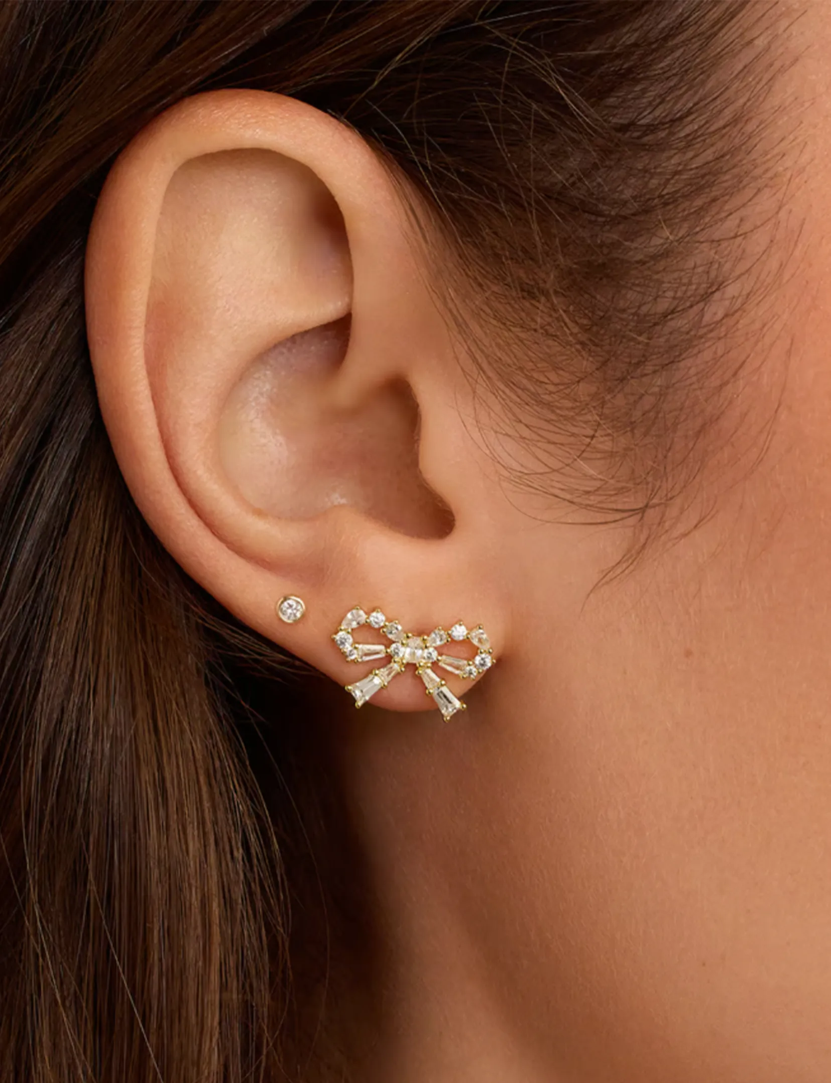 Fancy Bow Earrings, Gold