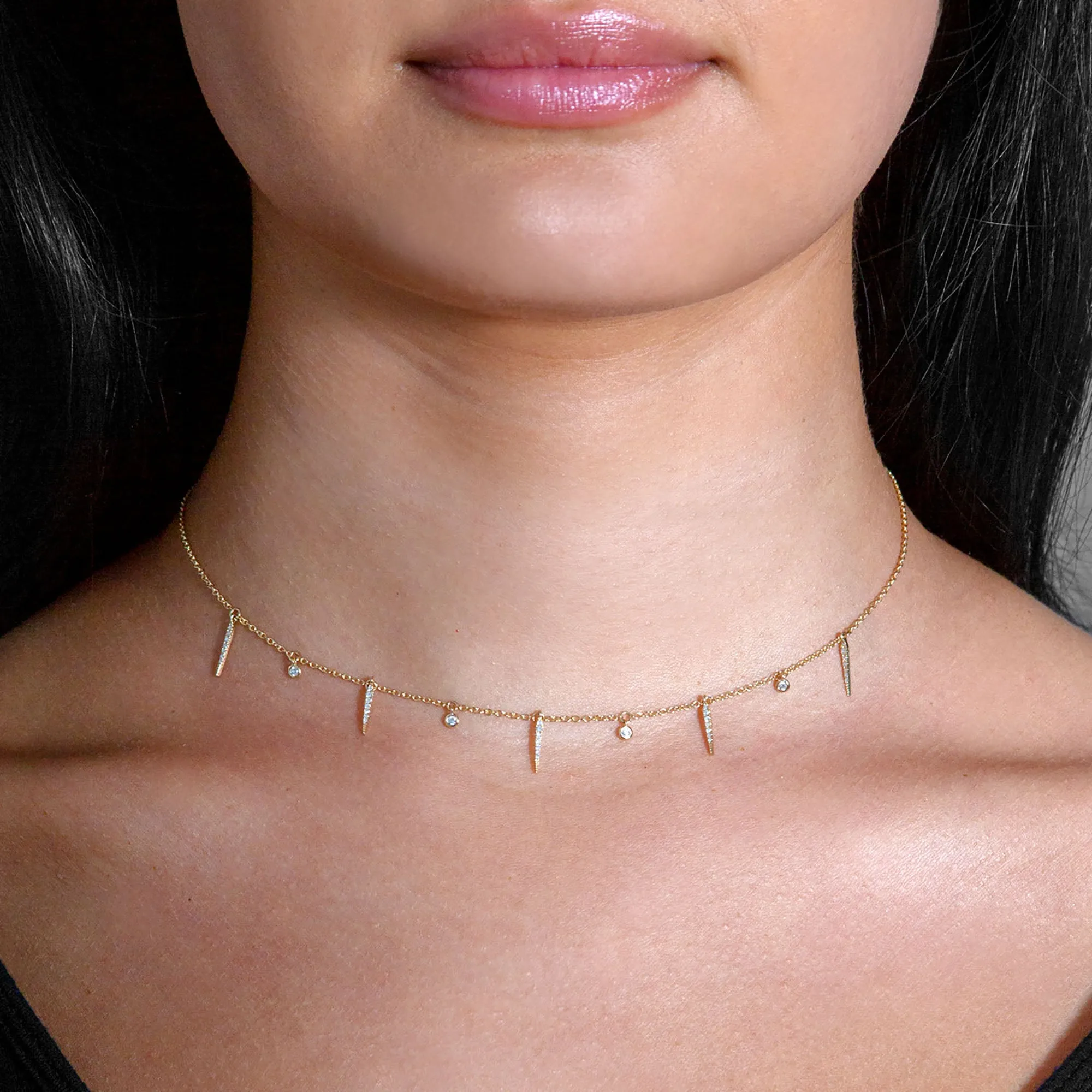 Fashion Diamond Choker With 0.16 ctw Diamond Chain Necklace