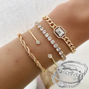 Fashion Jewelry 4 Pcs Crystal Bracelet Set Bohemian Design For Women