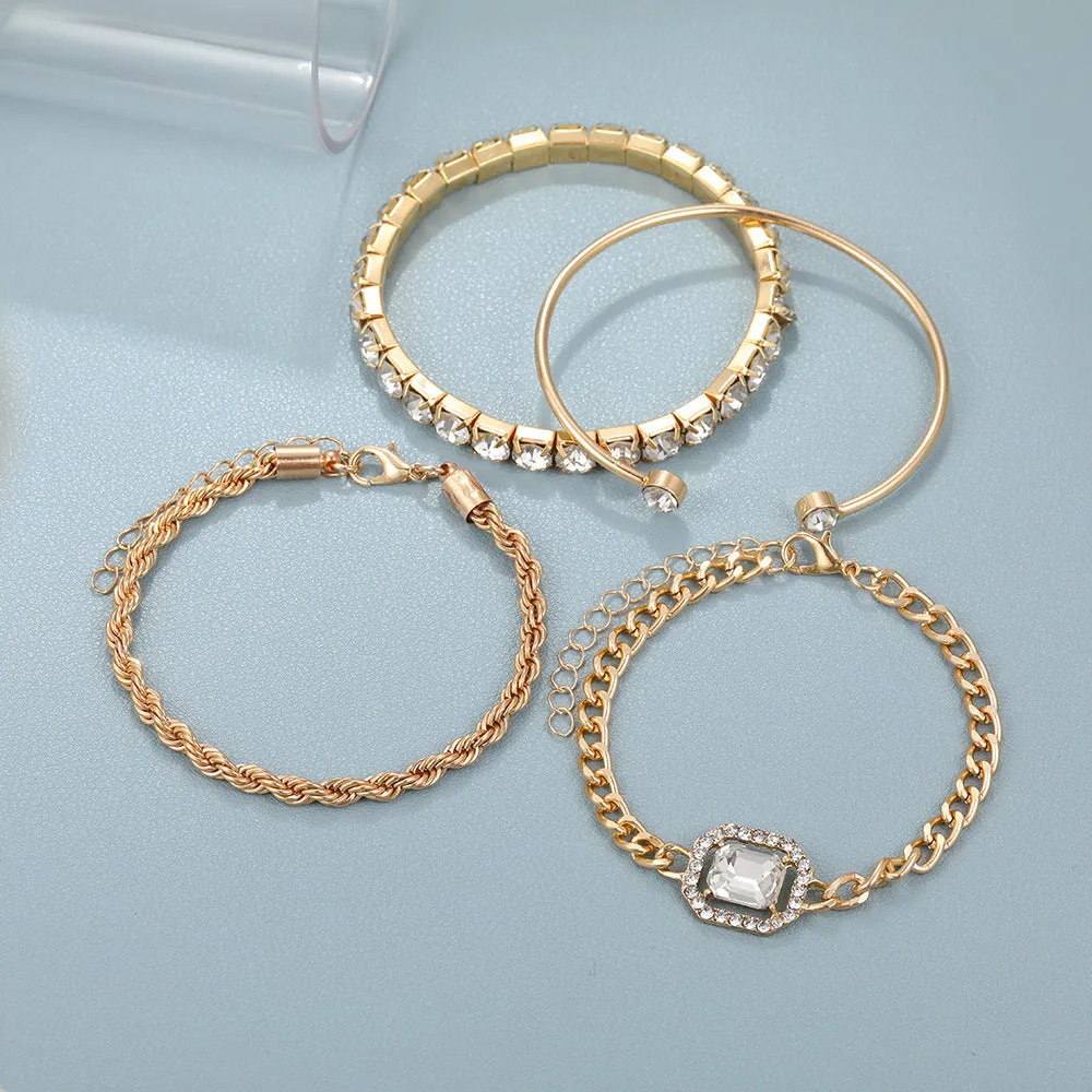 Fashion Jewelry 4 Pcs Crystal Bracelet Set Bohemian Design For Women