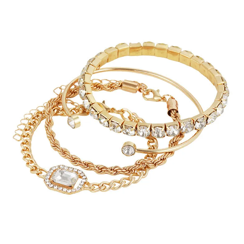 Fashion Jewelry 4 Pcs Crystal Bracelet Set Bohemian Design For Women