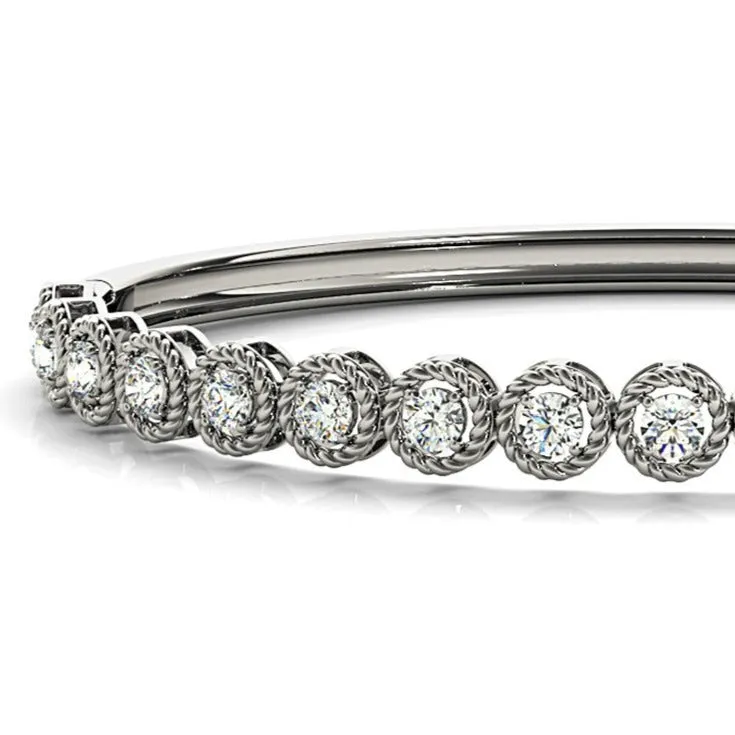Filigree Halo 1.75 ctw Diamond Bangle Bracelet