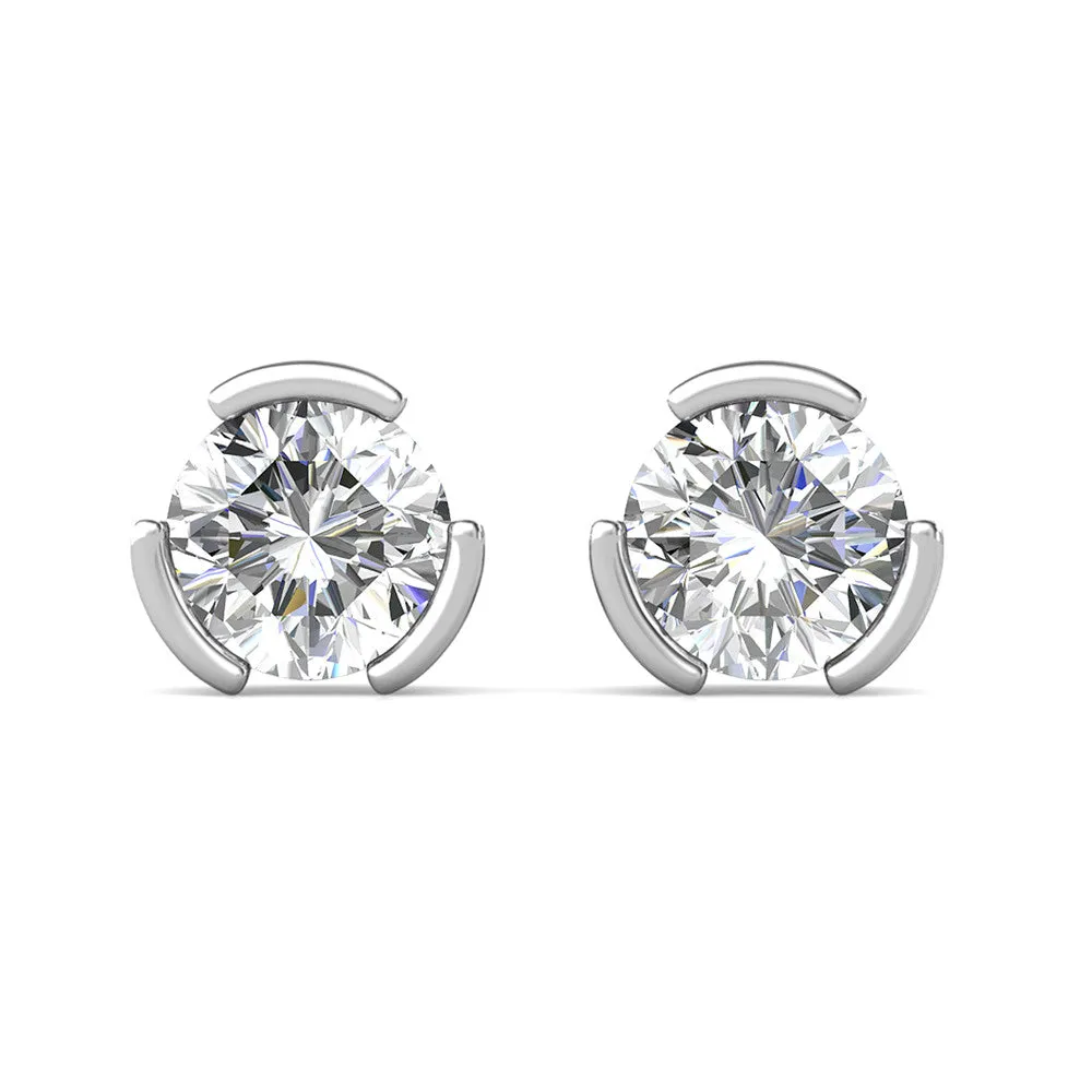 Fine Jewellery 925 Sterling Silver Classic Solitaire Stud Earrings