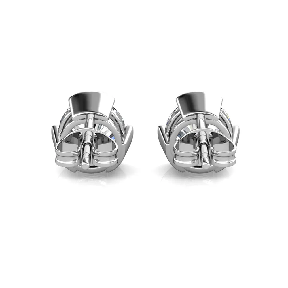 Fine Jewellery 925 Sterling Silver Classic Solitaire Stud Earrings