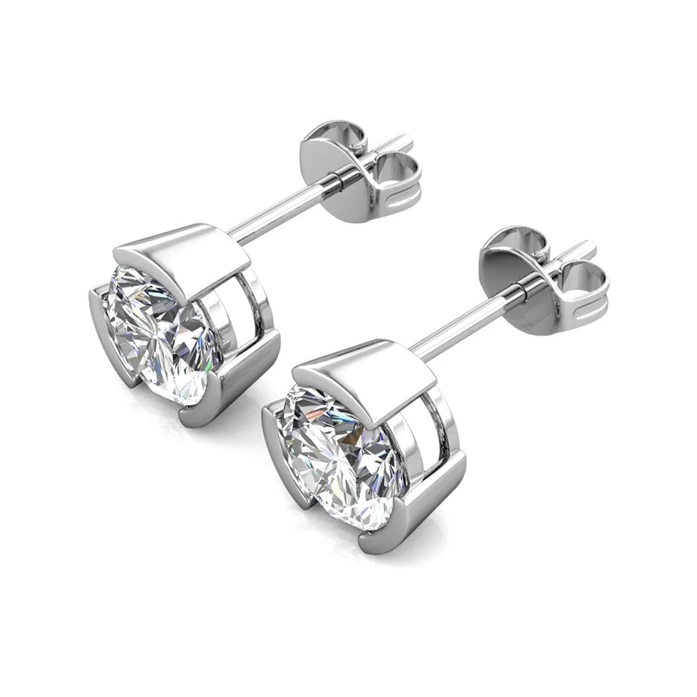 Fine Jewellery 925 Sterling Silver Classic Solitaire Stud Earrings