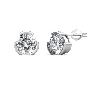 Fine Jewellery 925 Sterling Silver Classic Solitaire Stud Earrings