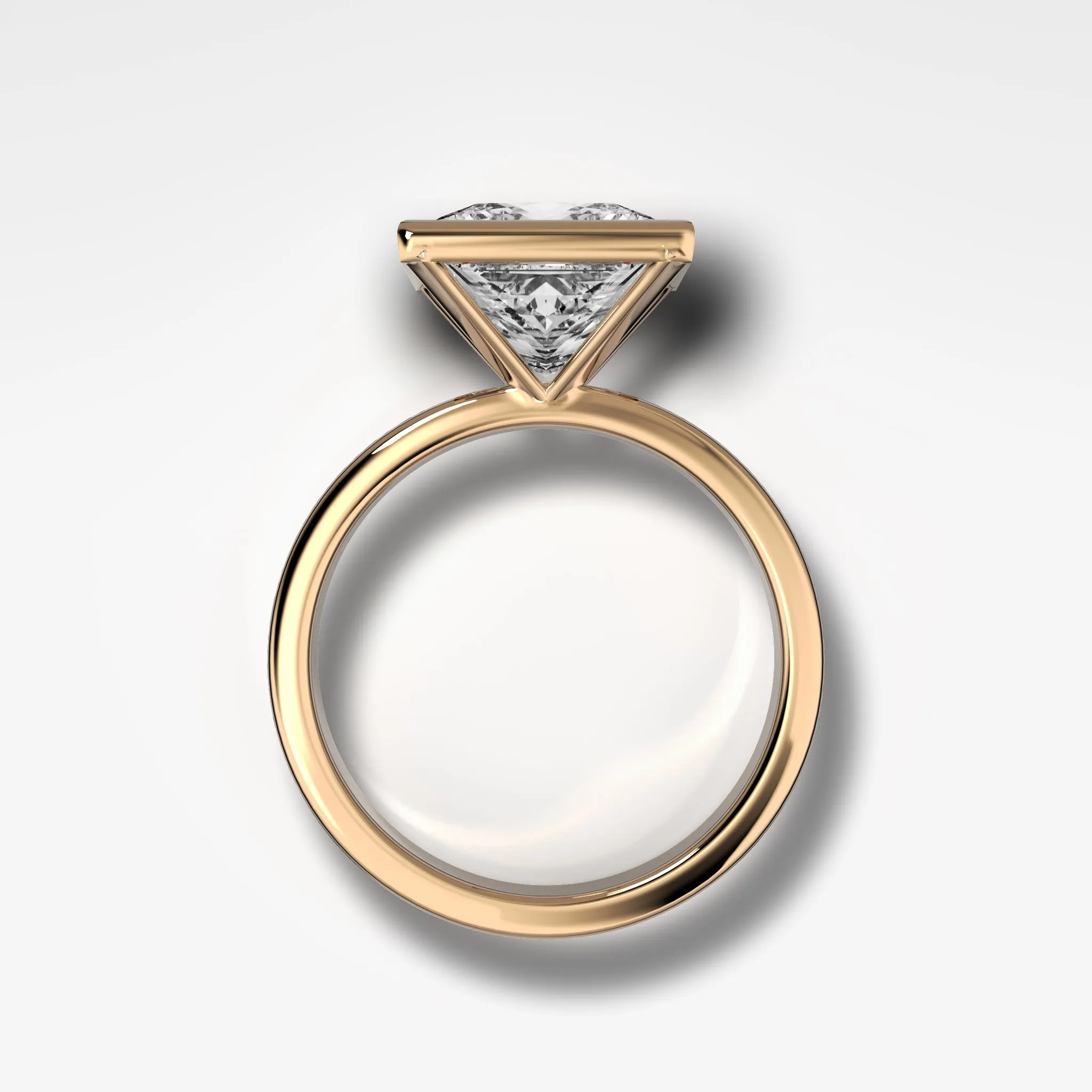 Finest Bezel Set Engagement Ring With Princess Cut Diamond