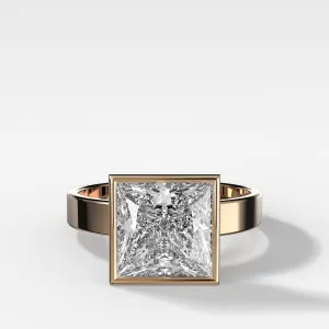 Finest Bezel Set Engagement Ring With Princess Cut Diamond