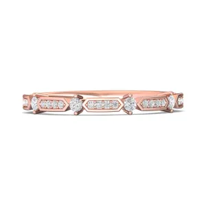FlyerFit Micropave 18K Pink Gold Wedding Band