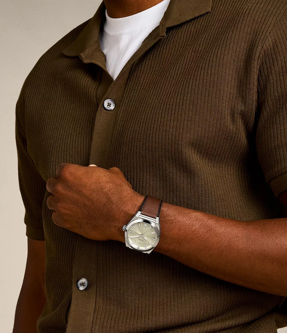 Fossil Everett Gents Three-Hand Date Brown Leather Watch