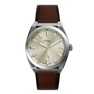 Fossil Everett Gents Three-Hand Date Brown Leather Watch