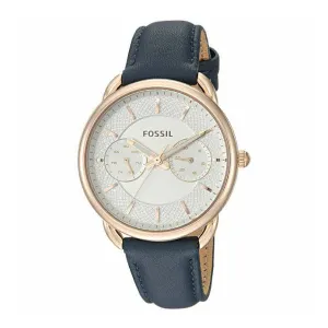 Fossil Tailor Multifunction Blue Leather Strap White Dial Quartz Watch for Ladies - ES4260