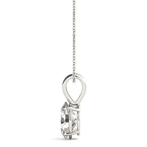 Four Prong Oval Diamond Solitaire Necklace Pendant