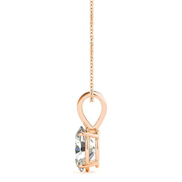 Four Prong Oval Diamond Solitaire Necklace Pendant