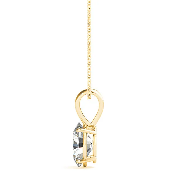 Four Prong Oval Diamond Solitaire Necklace Pendant