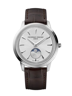 FREDERIQUE CONSTANT CLASSICS MONETA MOONPHASE SILVER DIAL ON LEATHER STRAP