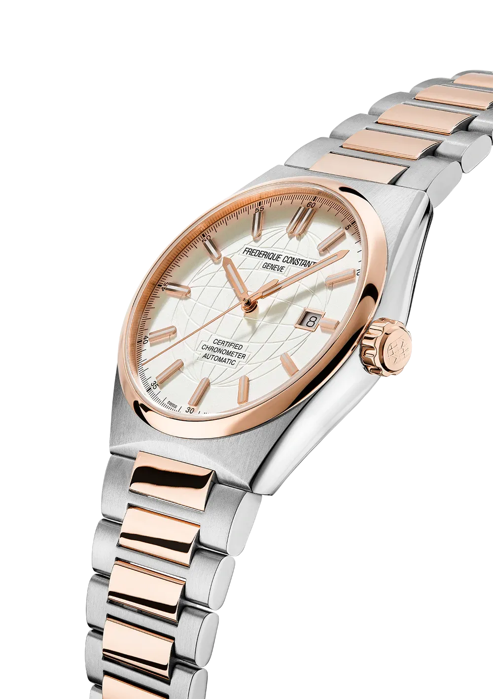 FREDERIQUE CONSTANT HIGHLIFE AUTOMATIC COSC RG PLATED 2 TONES SILVER DIAL
