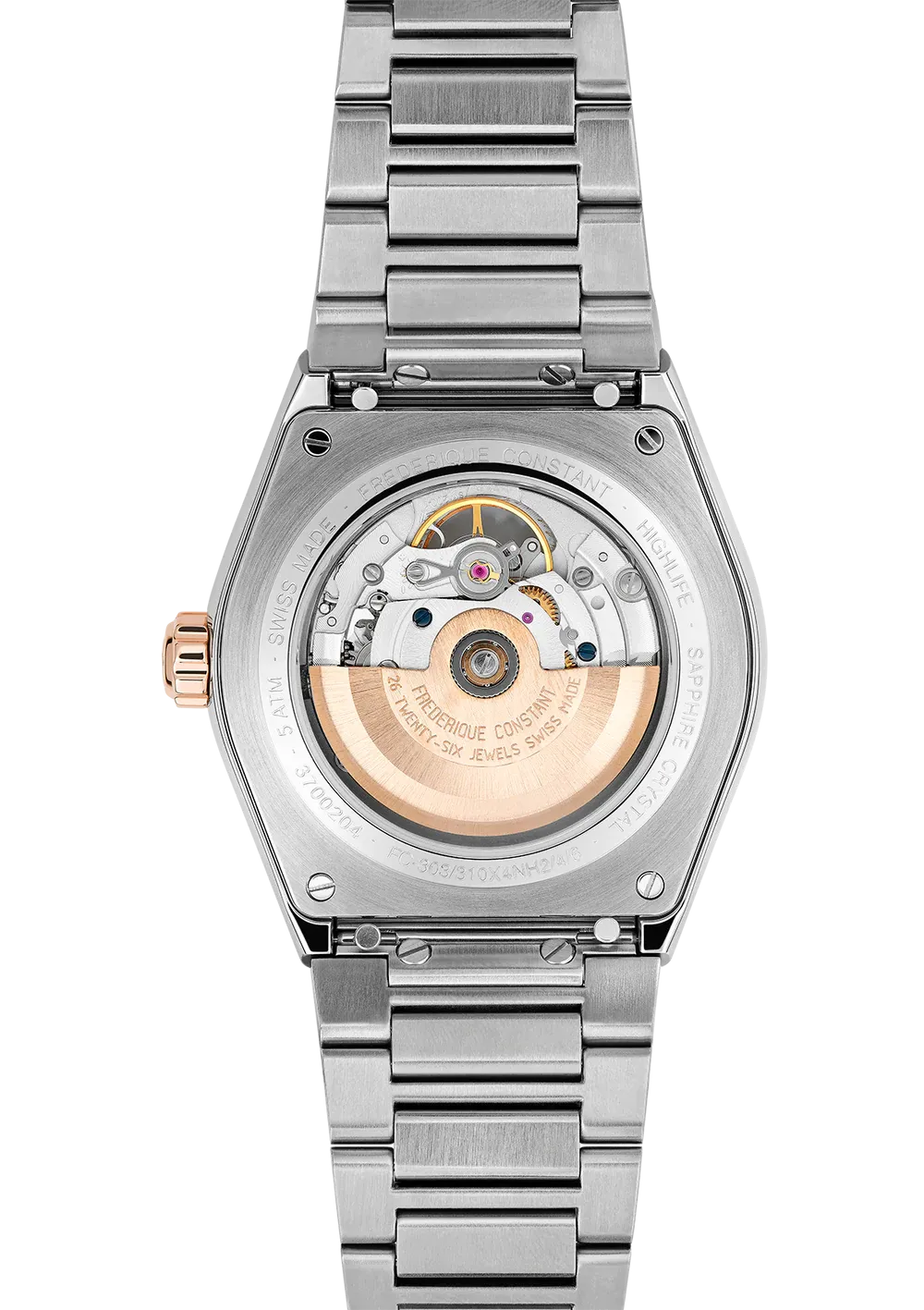 FREDERIQUE CONSTANT HIGHLIFE AUTOMATIC COSC RG PLATED 2 TONES SILVER DIAL