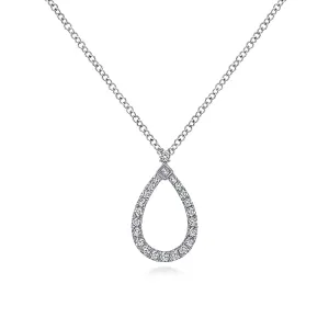 Gabriel & Co. 14K White Gold Teardrop Diamond Pendant Necklace