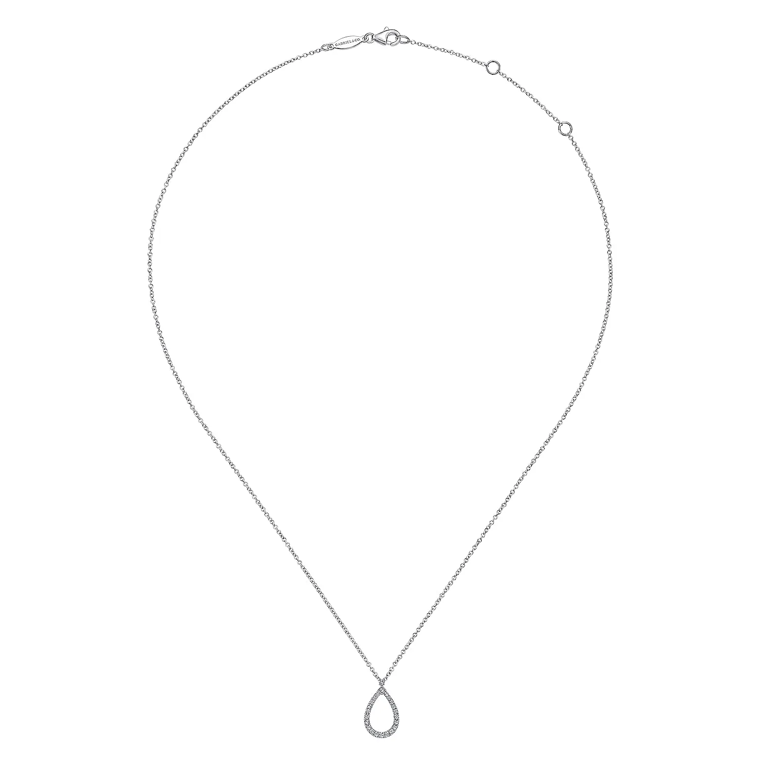 Gabriel & Co. 14K White Gold Teardrop Diamond Pendant Necklace