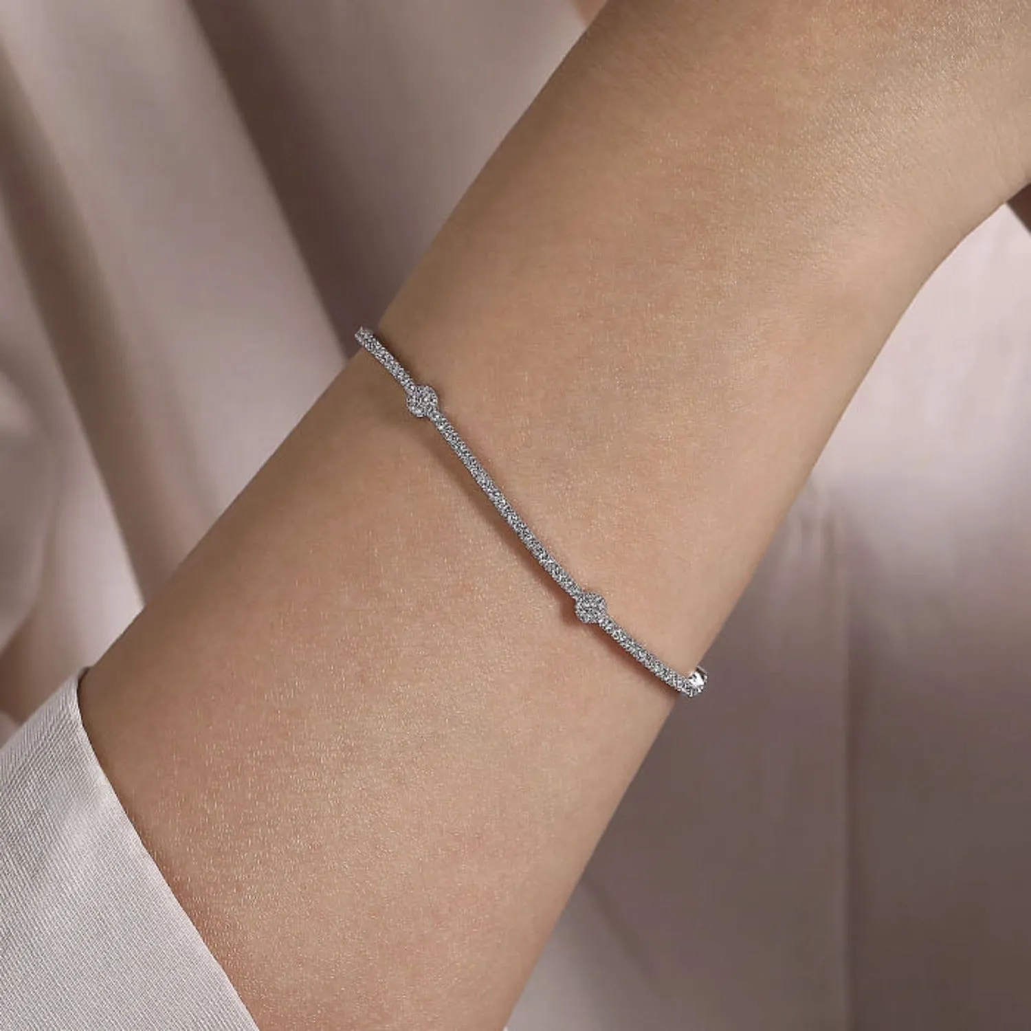 Gabriel & Co. Five Station Pave Set Diamond Tennis Bracelet