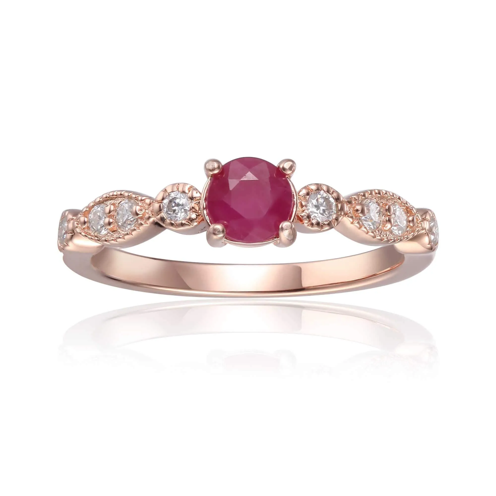 Genuine Ruby Solitaire Ring
