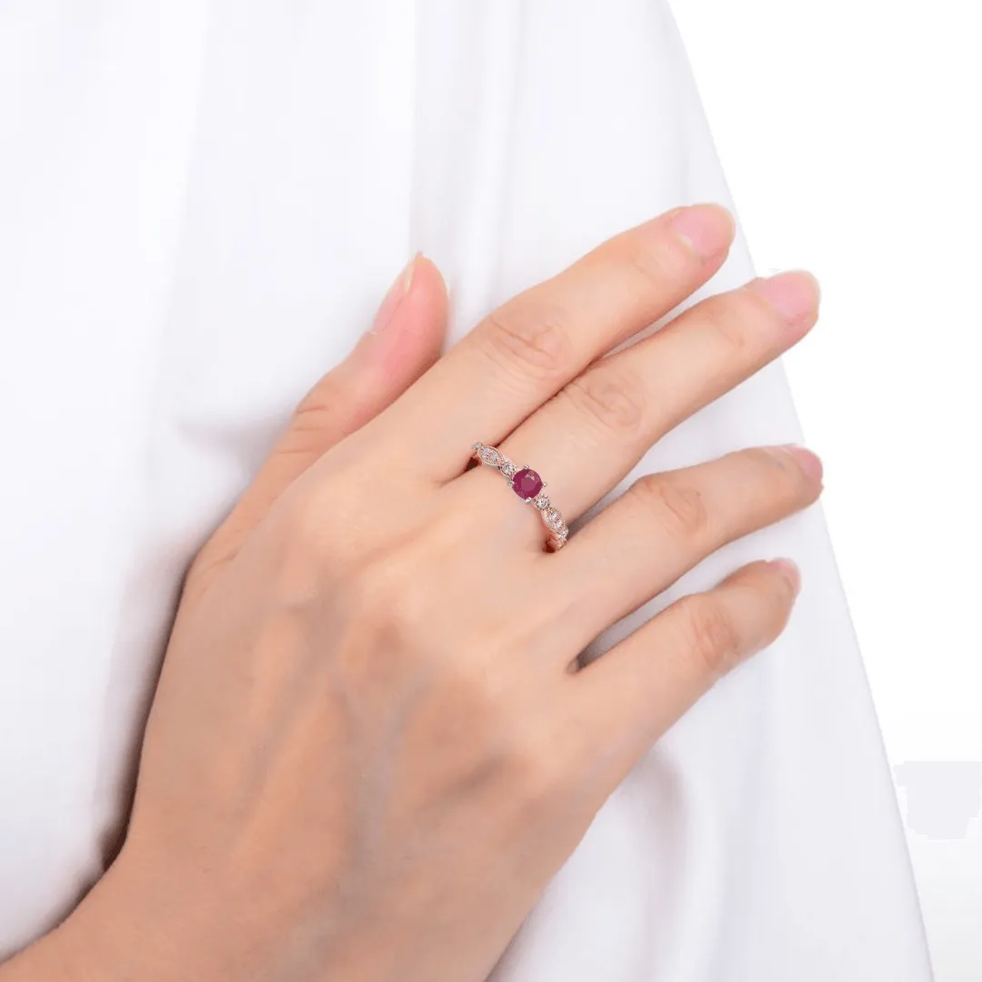 Genuine Ruby Solitaire Ring
