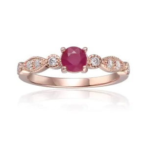 Genuine Ruby Solitaire Ring