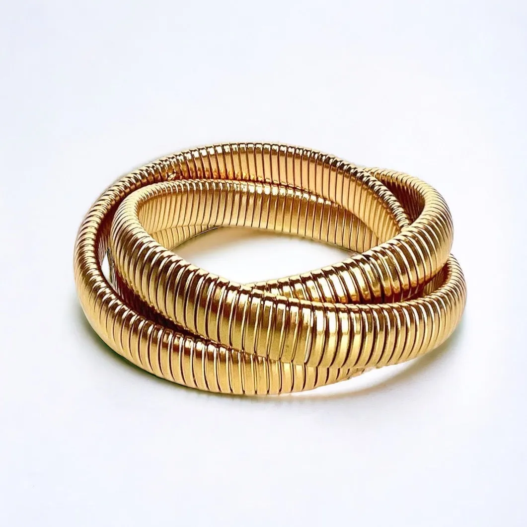 Gilded Grace Snake Stack Metal Bracelets