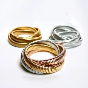 Gilded Grace Snake Stack Metal Bracelets