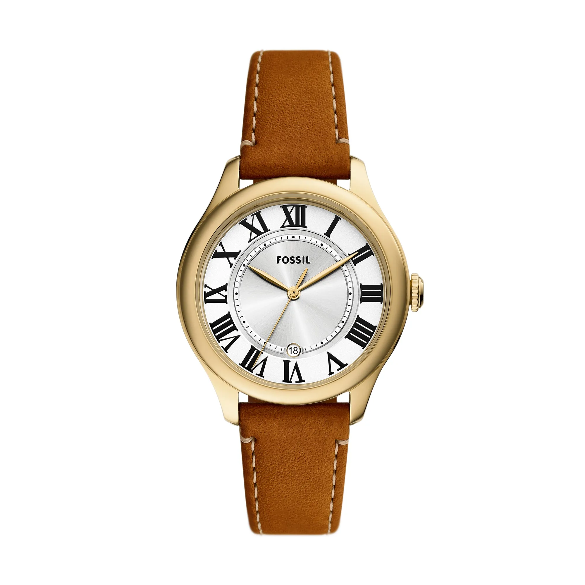 Gilmore Three-Hand Date Medium Brown Leather Watch